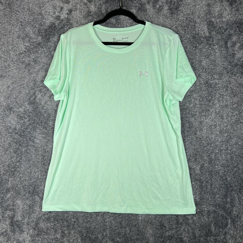 Under Armour Shirt Mens XL Green Short Sleeve Relaxed Fit HeatGear Polyester